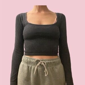 Charcoal grey Zara crop top